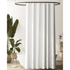 NEW- Extra Long Waterproof Post Recycled Cotton Shower Liner White - Zenna Home